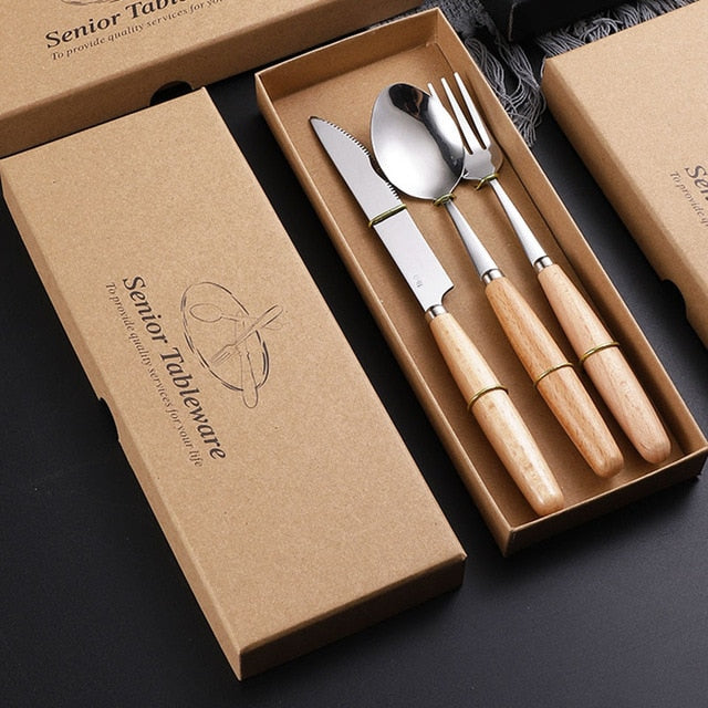 Holzgriff Besteck Tragbares Set | Karnz