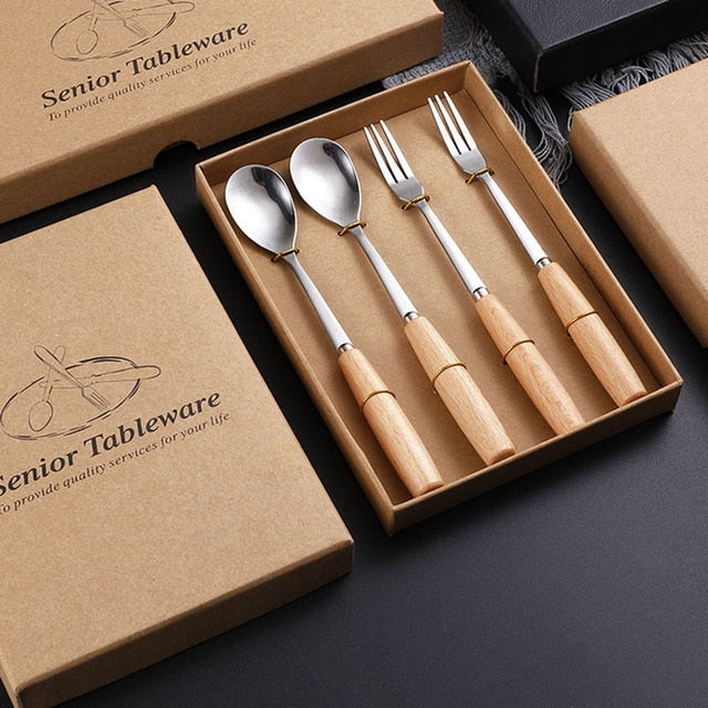 Holzgriff Besteck Tragbares Set | Karnz