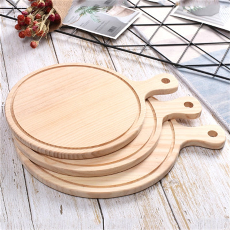 Holz-Pizza-Board Rund mit Hand Pizza Backblech Pizza Board | Karnz
