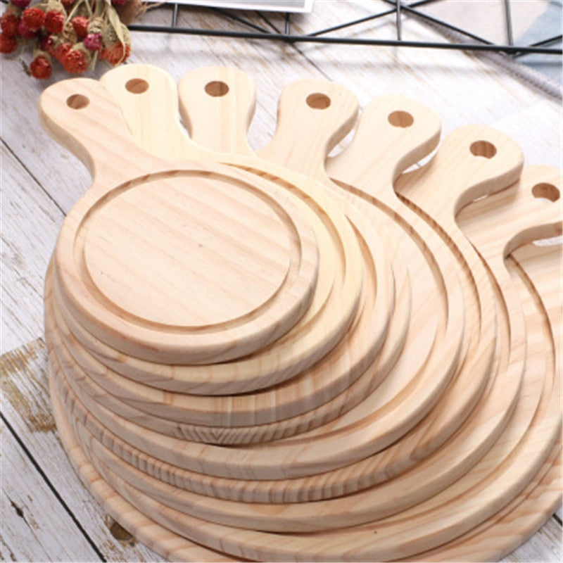 Holz-Pizza-Board Rund mit Hand Pizza Backblech Pizza Board | Karnz