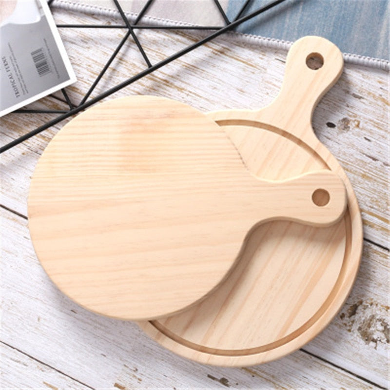 Holz-Pizza-Board Rund mit Hand Pizza Backblech Pizza Board | Karnz