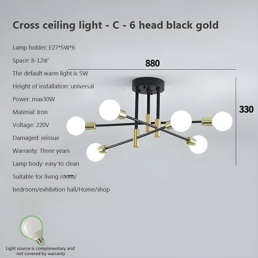 Kreative LED Hängeleuchte – Vintage Antik Gold Kronleuchter für Wohnzimmer & Esszimmer | Karnz
