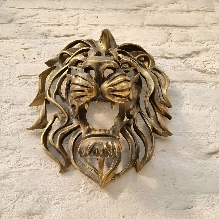 Exquisite vergoldete Löwenkopf Wandskulptur Karnz