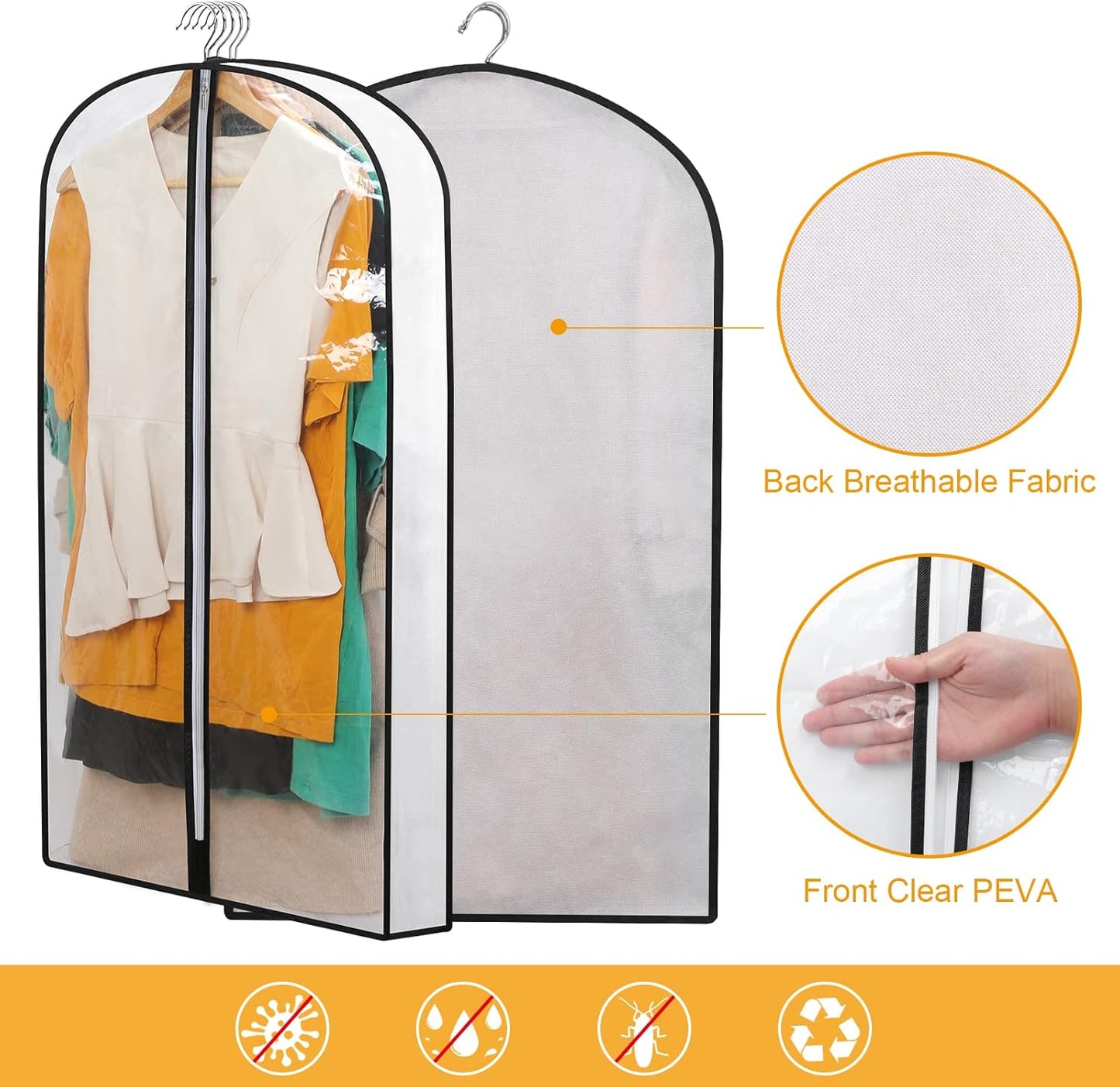 PEVA Kleiderhüllen-Set – 24er-Pack hängende Kleiderhüllen in 3 Größen | Karnz