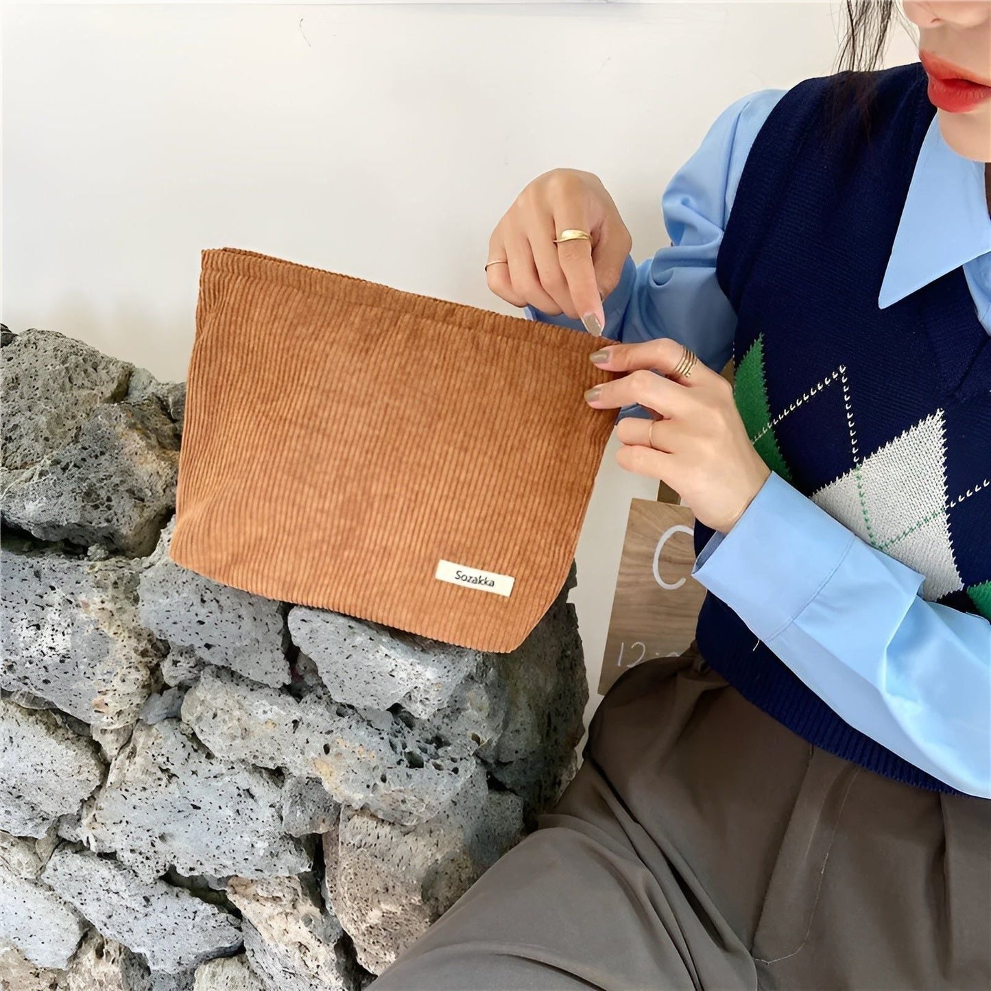 CorduroyGlam Tasche – Geräumige Kosmetiktasche aus Cord
